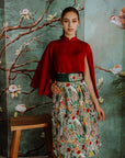 Dance Away Cape Top - Red/ Forest Green/ Cobalt / Black (Pre-order)