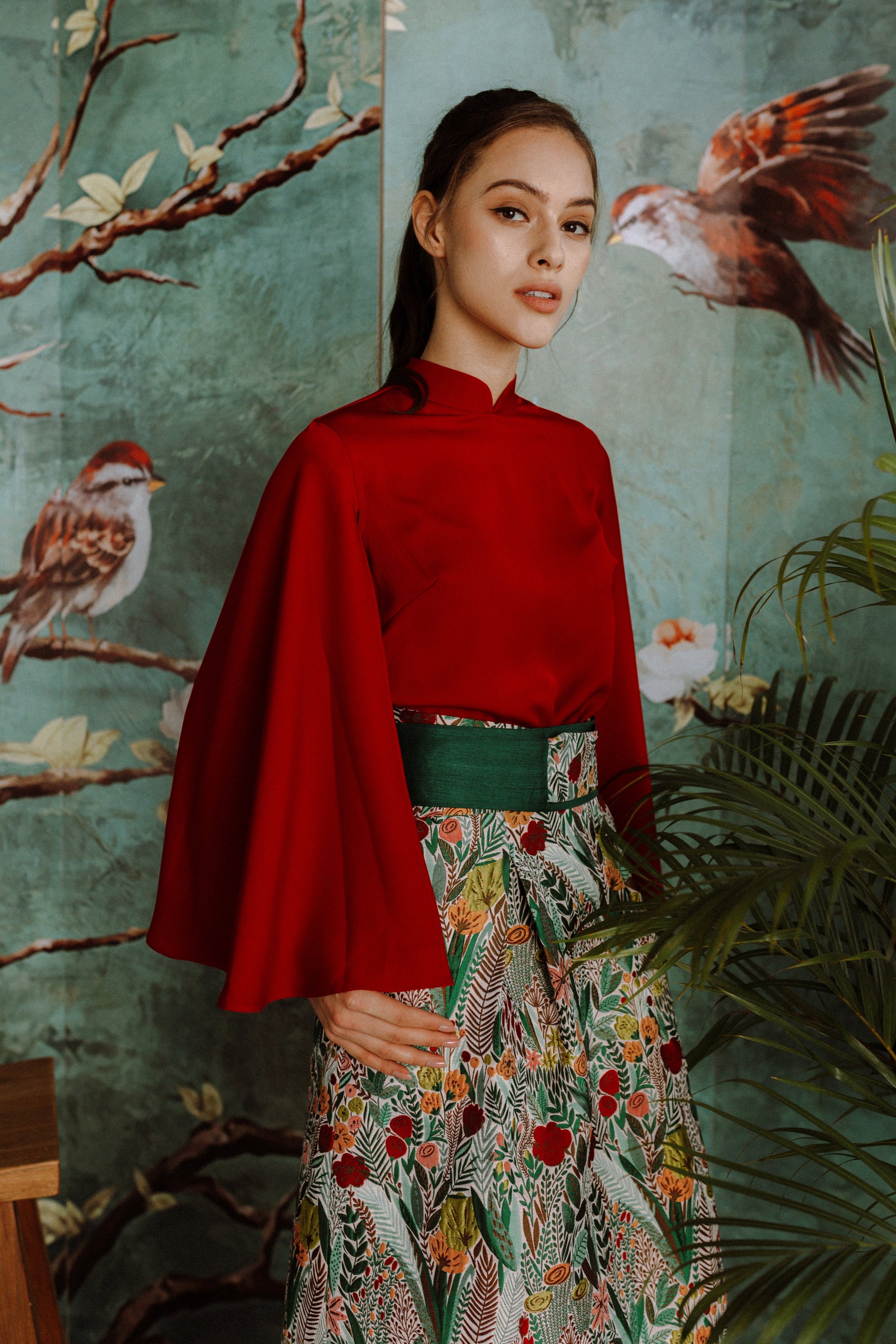 Dance Away Cape Top - Red/ Forest Green/ Cobalt / Black (Pre-order)