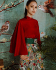 Dance Away Cape Top - Red/ Forest Green/ Cobalt / Black (Pre-order)