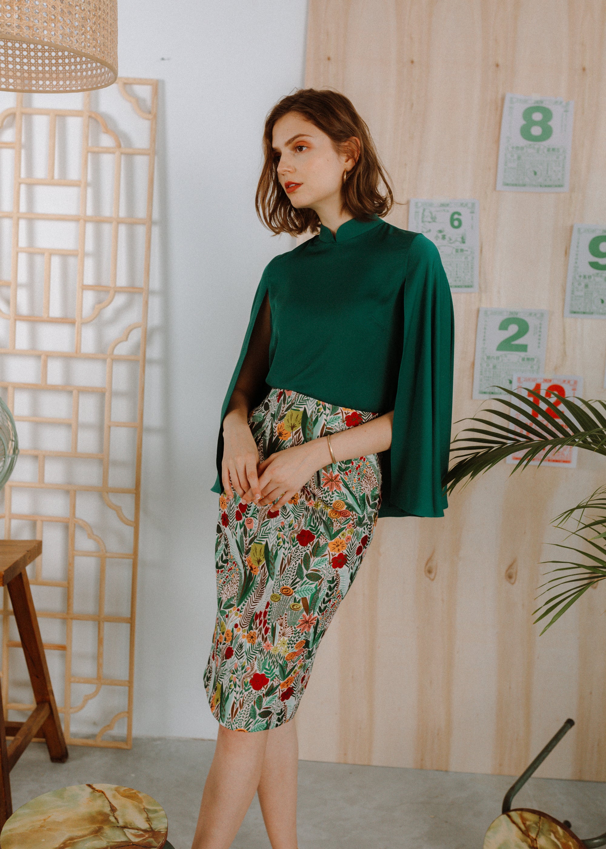 Dance Away Cape Top - Red/ Forest Green/ Cobalt / Black (Pre-order)