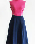 Signature Bi-Colour Cut-Out Cheongsam-  Pink/Navy ( Pre-order )
