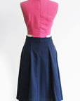 Signature Bi-Colour Cut-Out Cheongsam-  Pink/Navy ( Pre-order )