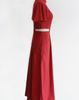 Signature Cut-Out Cheongsam with Sleeves - Red ( Pre-order )