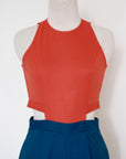 Jem Racer Bi-Colour Cut-Out Maxi Jumpsuit - Orange/Fall Blue (Pre-order)