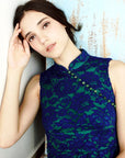 Signature Lace Cheongsam (Midi) - Fuchsia / Peach / Navy ( Pre-order )