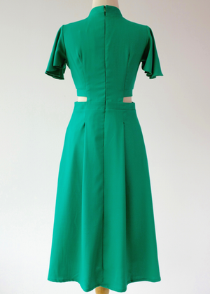 Signature Cut-Out Cheongsam with Sleeves - Emerald (Pre-order)