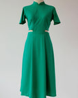 Signature Cut-Out Cheongsam with Sleeves - Emerald (Pre-order)