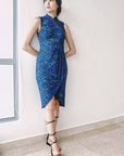 Signature Lace Cheongsam (Knee length) - Navy ( Pre-order )