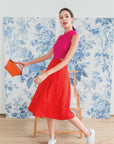 Signature Bi-Colour Cut-Out Cheongsam - Pink/Orange ( Pre-order )