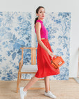 Signature Bi-Colour Cut-Out Cheongsam - Pink/Orange ( Pre-order )