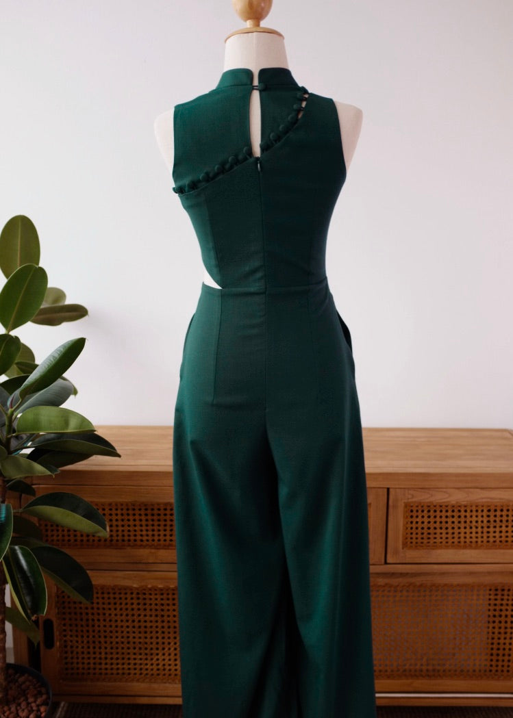 Raven Convertible Jumpsuit - Fuchsia / Black / Forest Green (Pre-order)