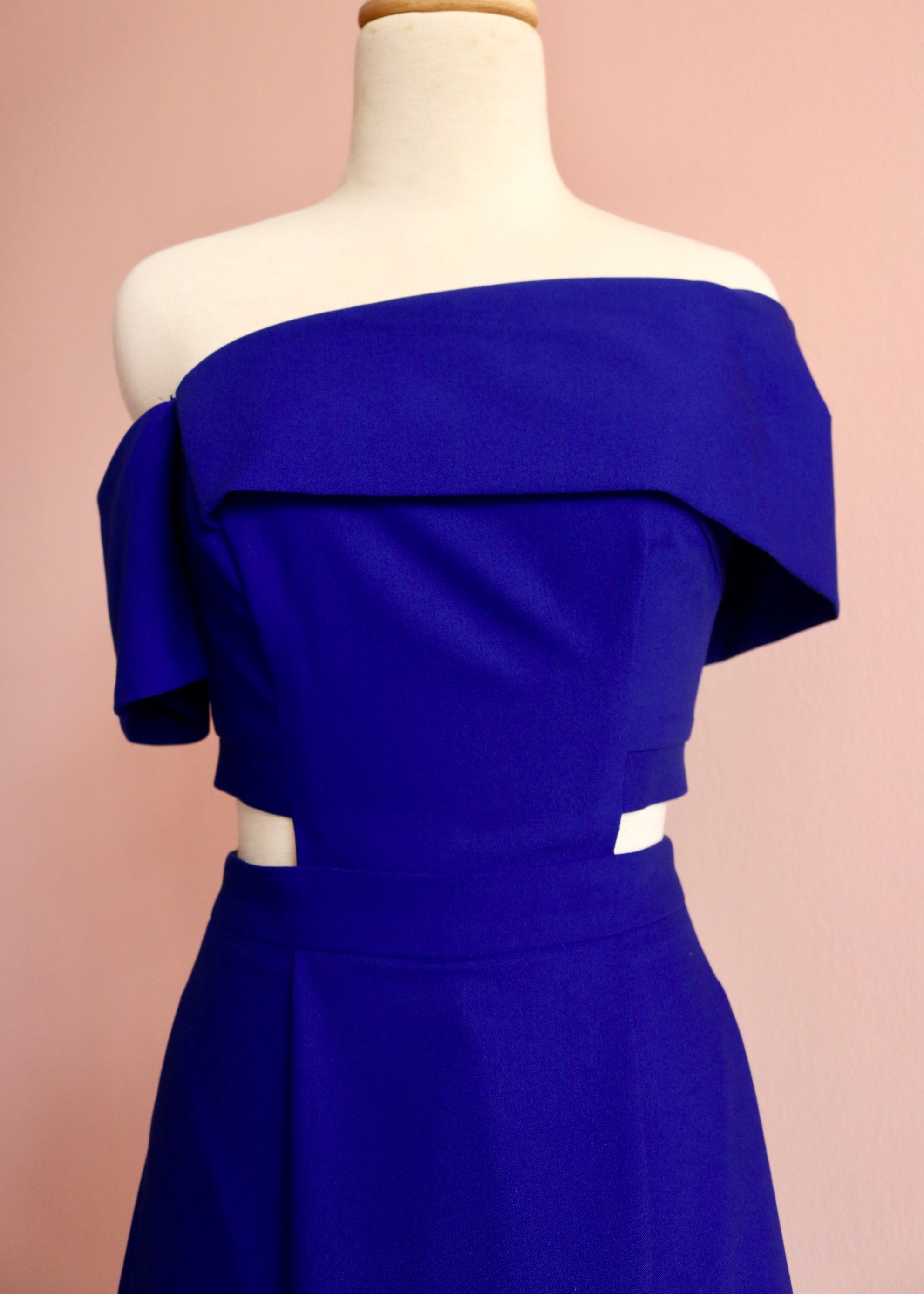 Tess Off Shoulder Dress - Cobalt / Red / Fall Blue / Fuchsia