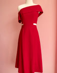 Tess Off Shoulder Dress - Cobalt / Red / Fall Blue / Fuchsia
