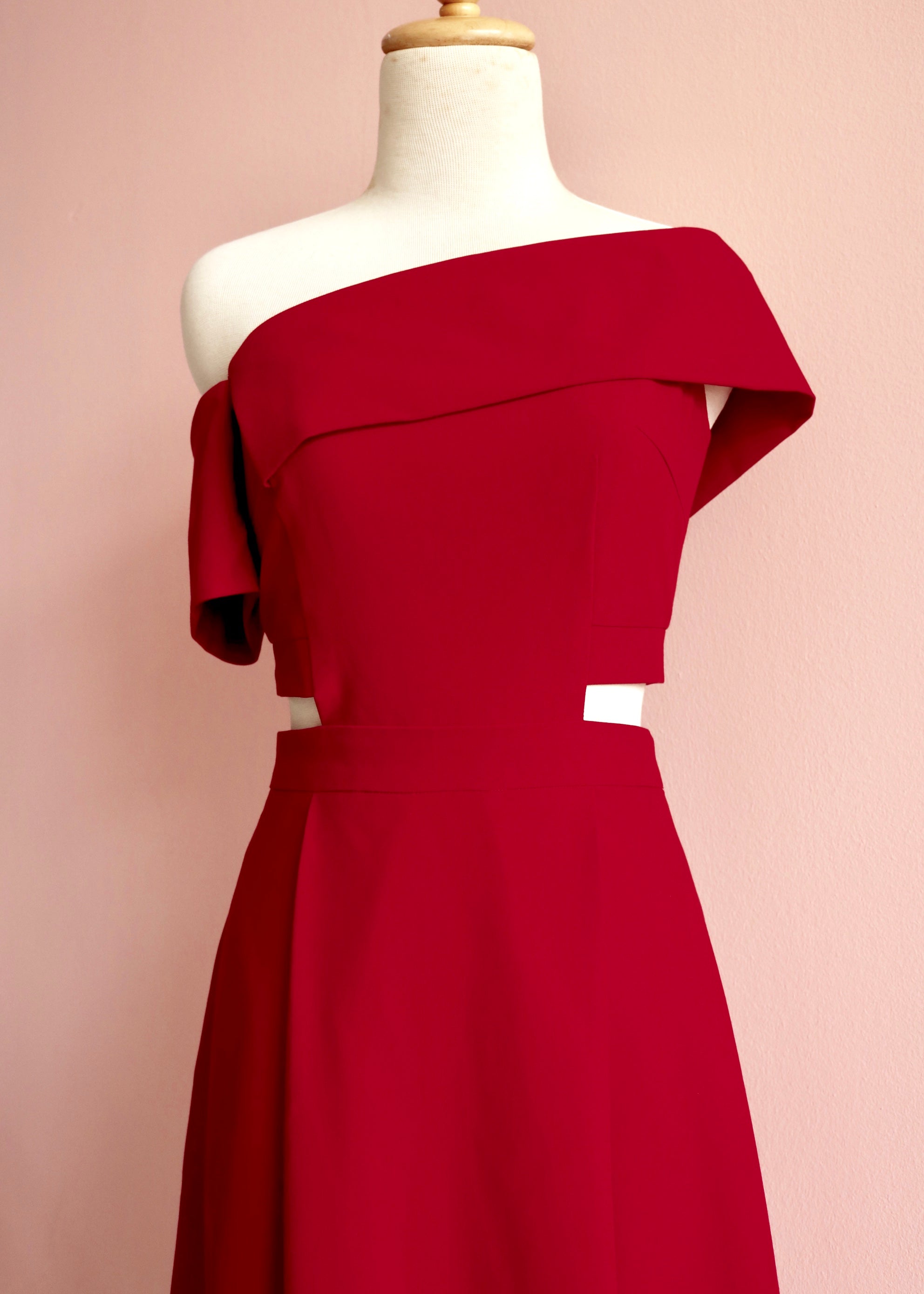 Tess Off Shoulder Dress - Cobalt / Red / Fall Blue / Fuchsia