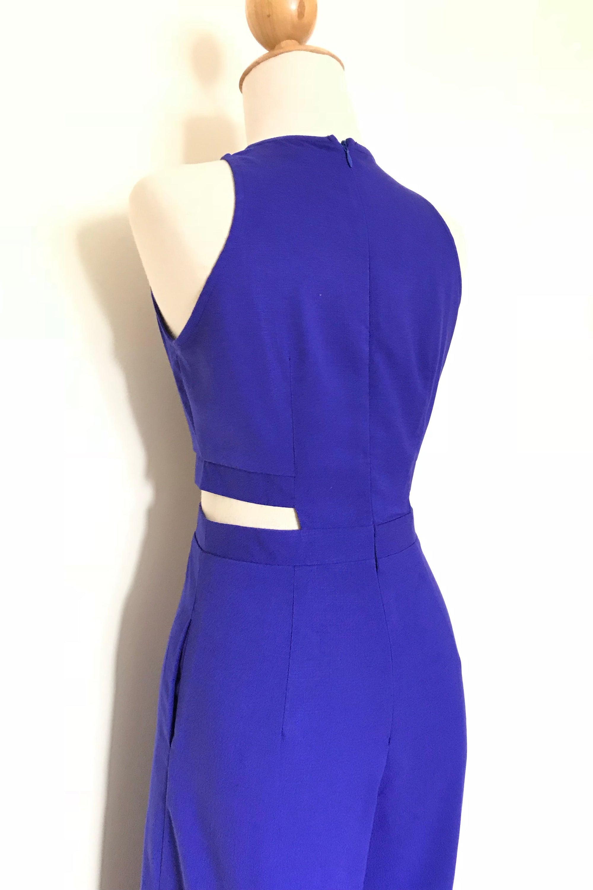 Jem Racer Cut-Out Midi Jumpsuit - Black / Cobalt (Pre-order)