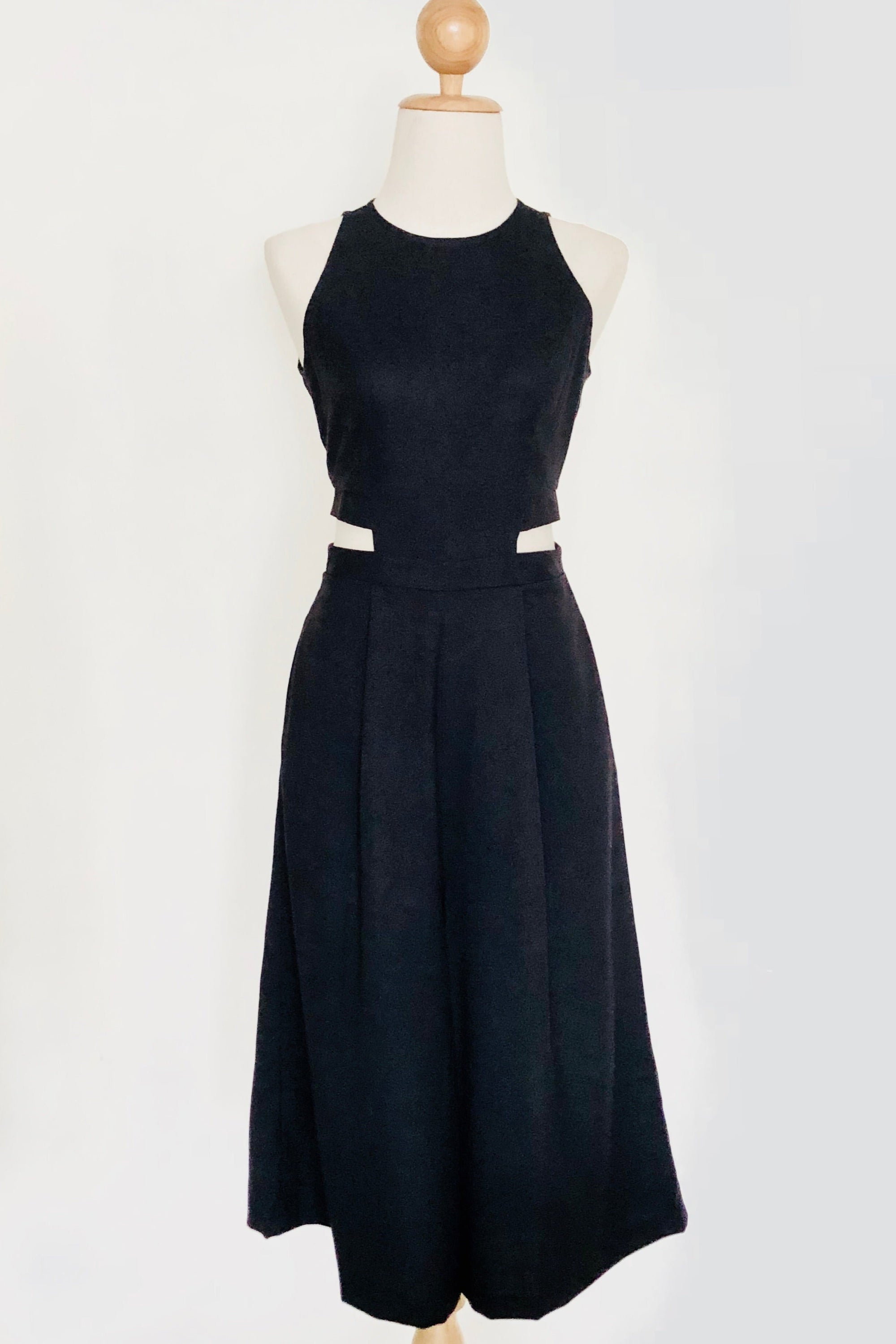 Jem Racer Cut-Out Midi Jumpsuit - Black / Cobalt (Pre-order)